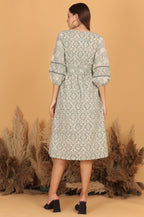 Batik Fit & Flare Dress - Green