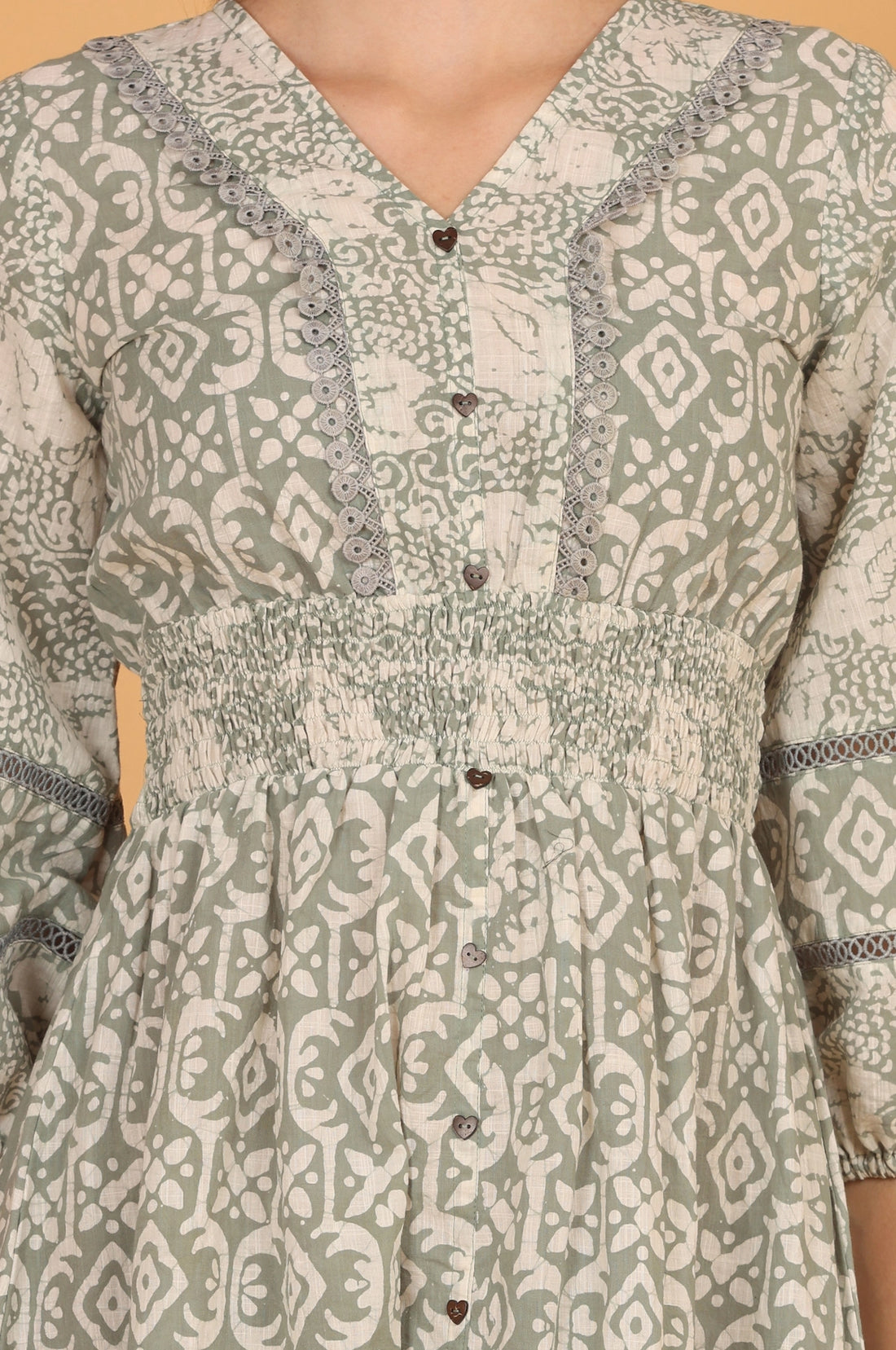 Batik Fit & Flare Dress - Green