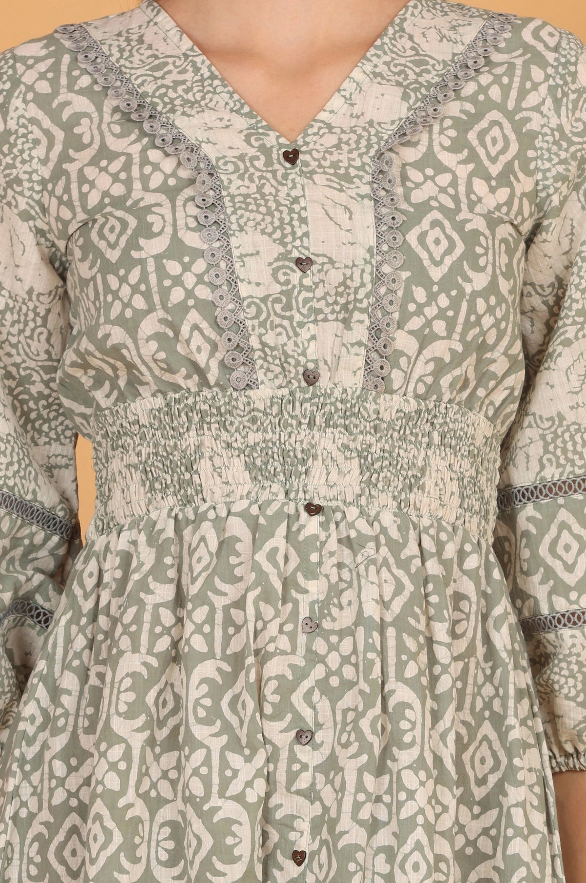 Batik Fit & Flare Dress - Green