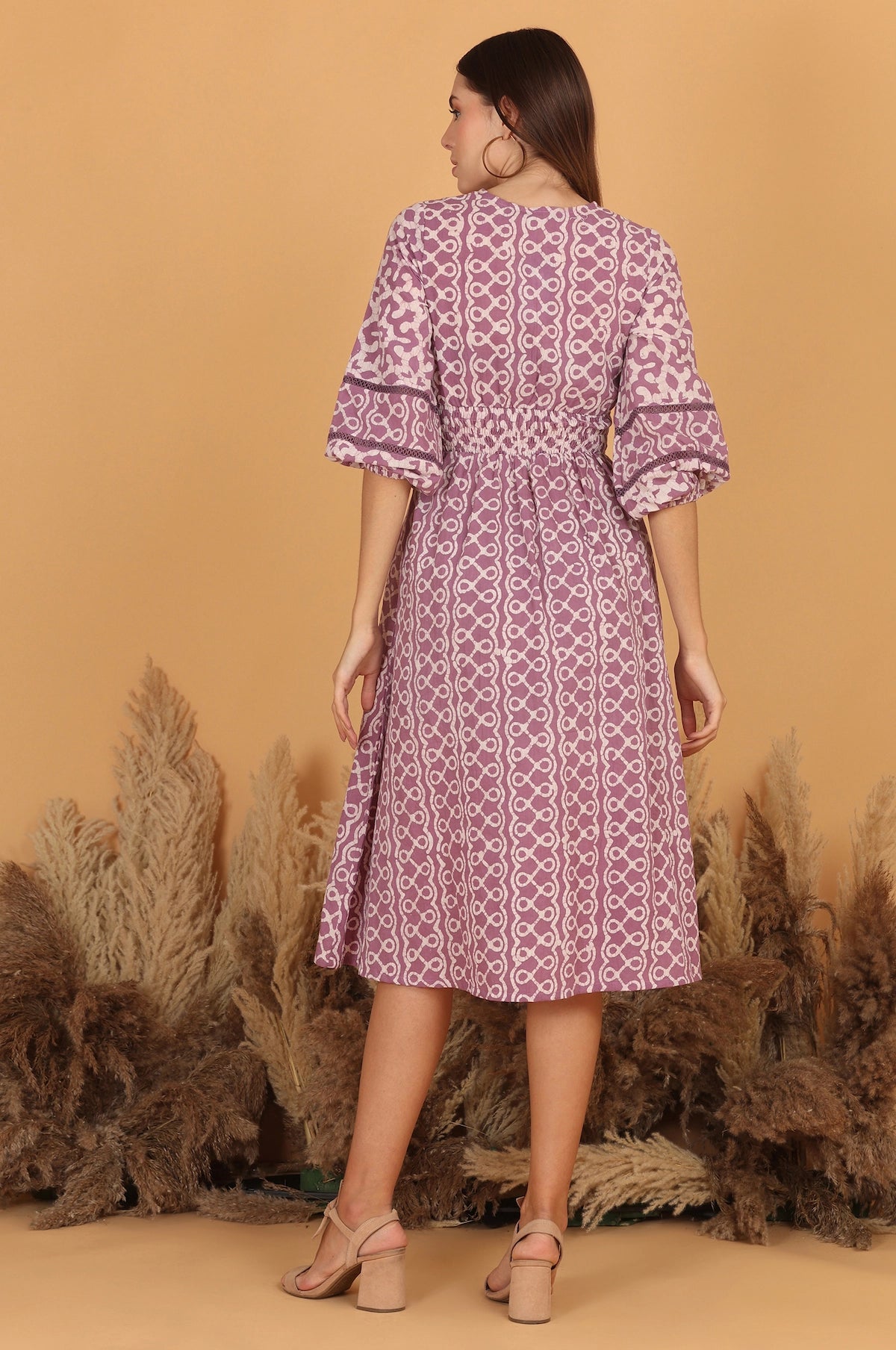 Batik Fit & Flare Dress - Lavender