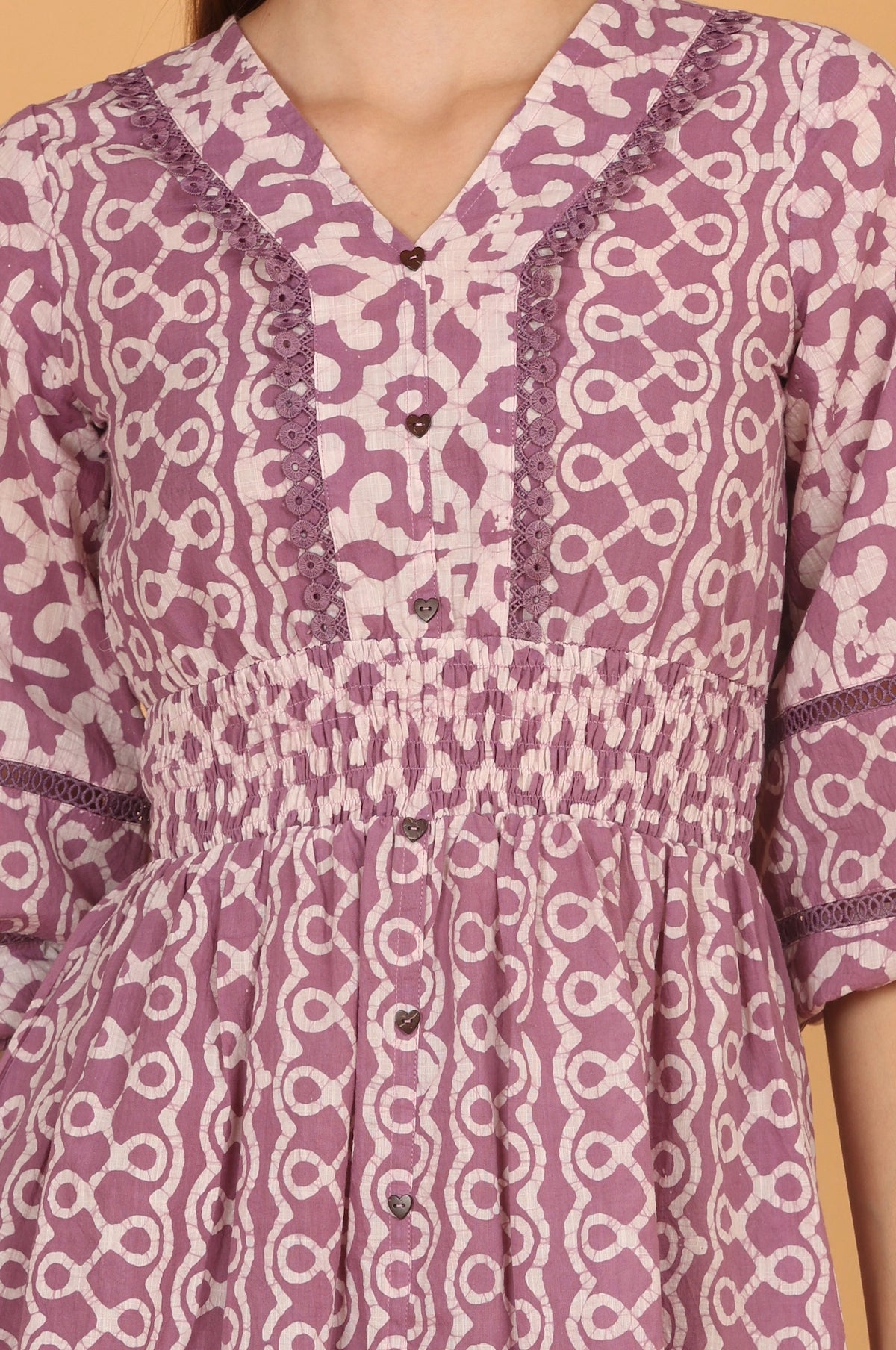 Batik Fit & Flare Dress - Lavender