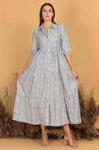 Batik Lurex Weave Dress in Sky