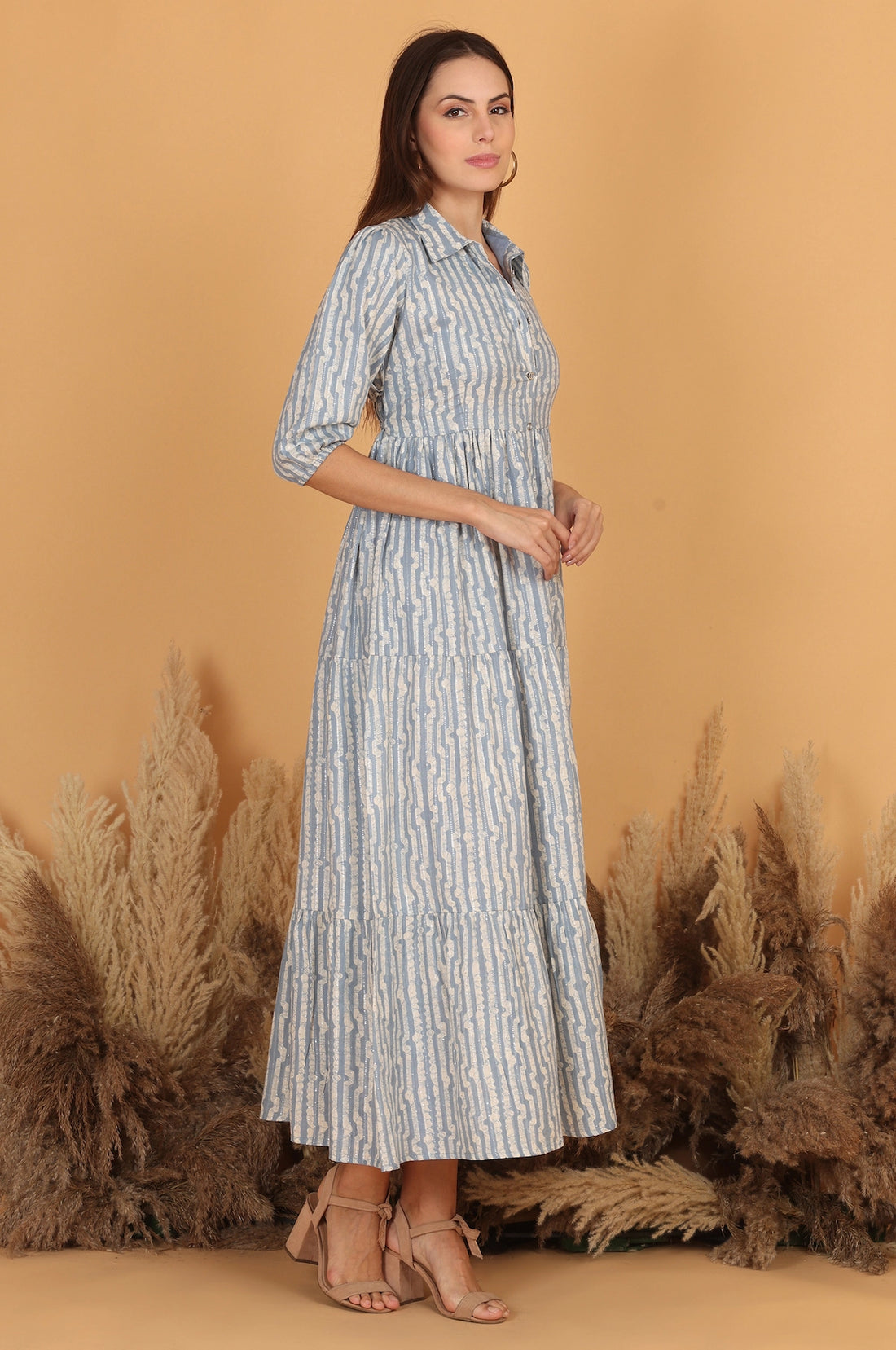Batik Lurex Weave Dress - Sky