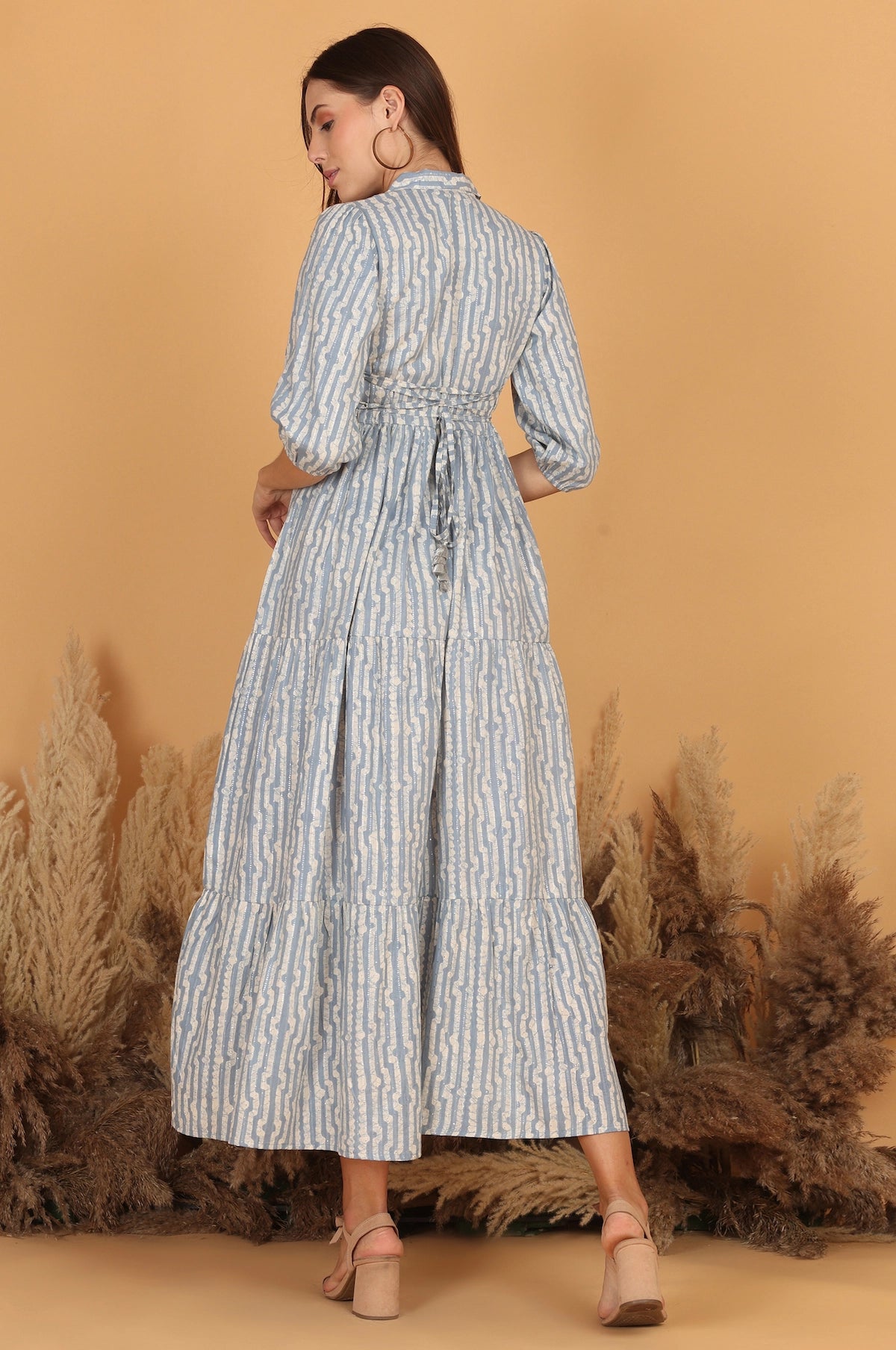 Batik Lurex Weave Dress - Sky