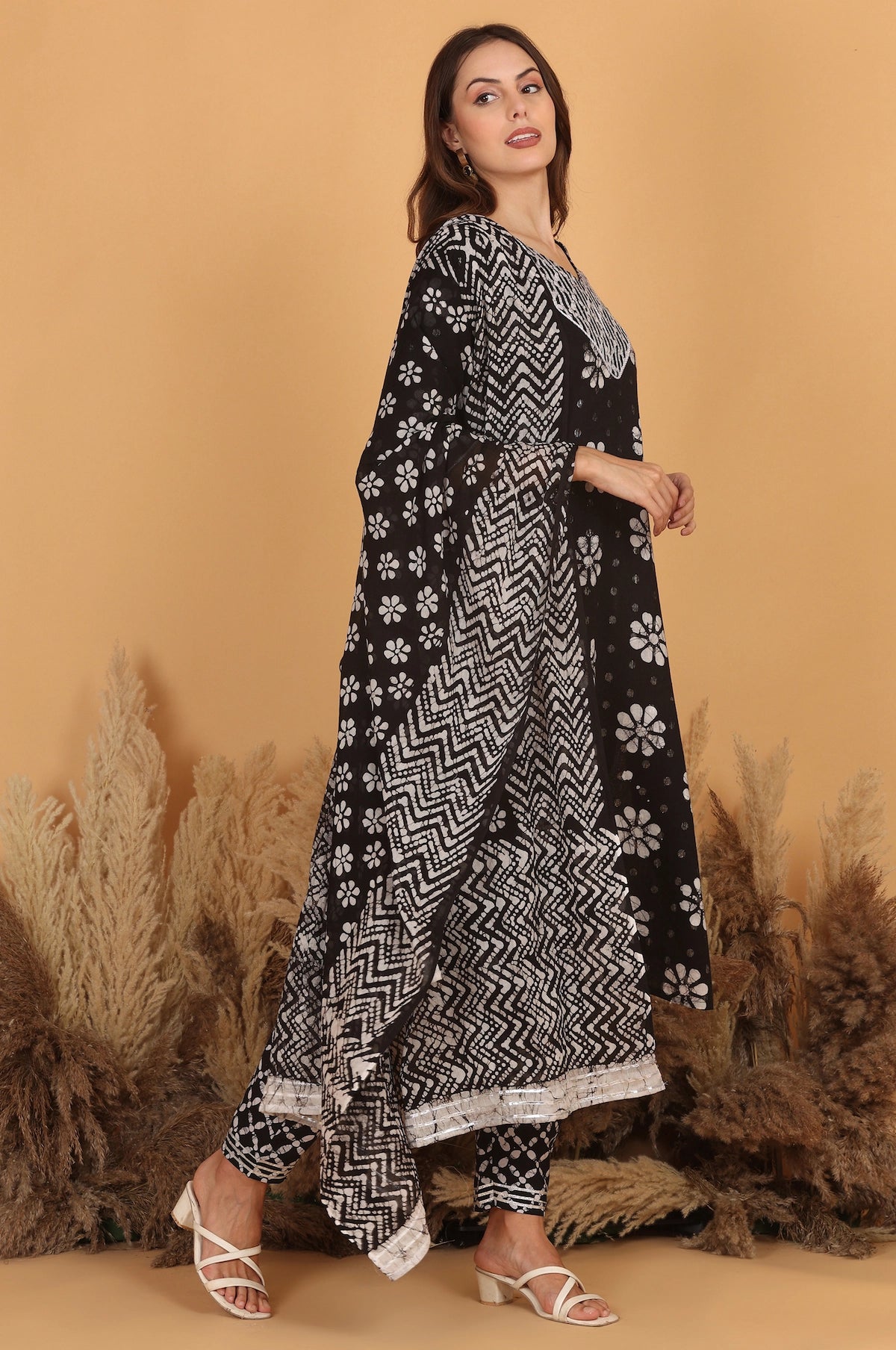 Batik Silver Moon Suit Set – back view | handcrafted batik ethnic wear for women | Shades of You