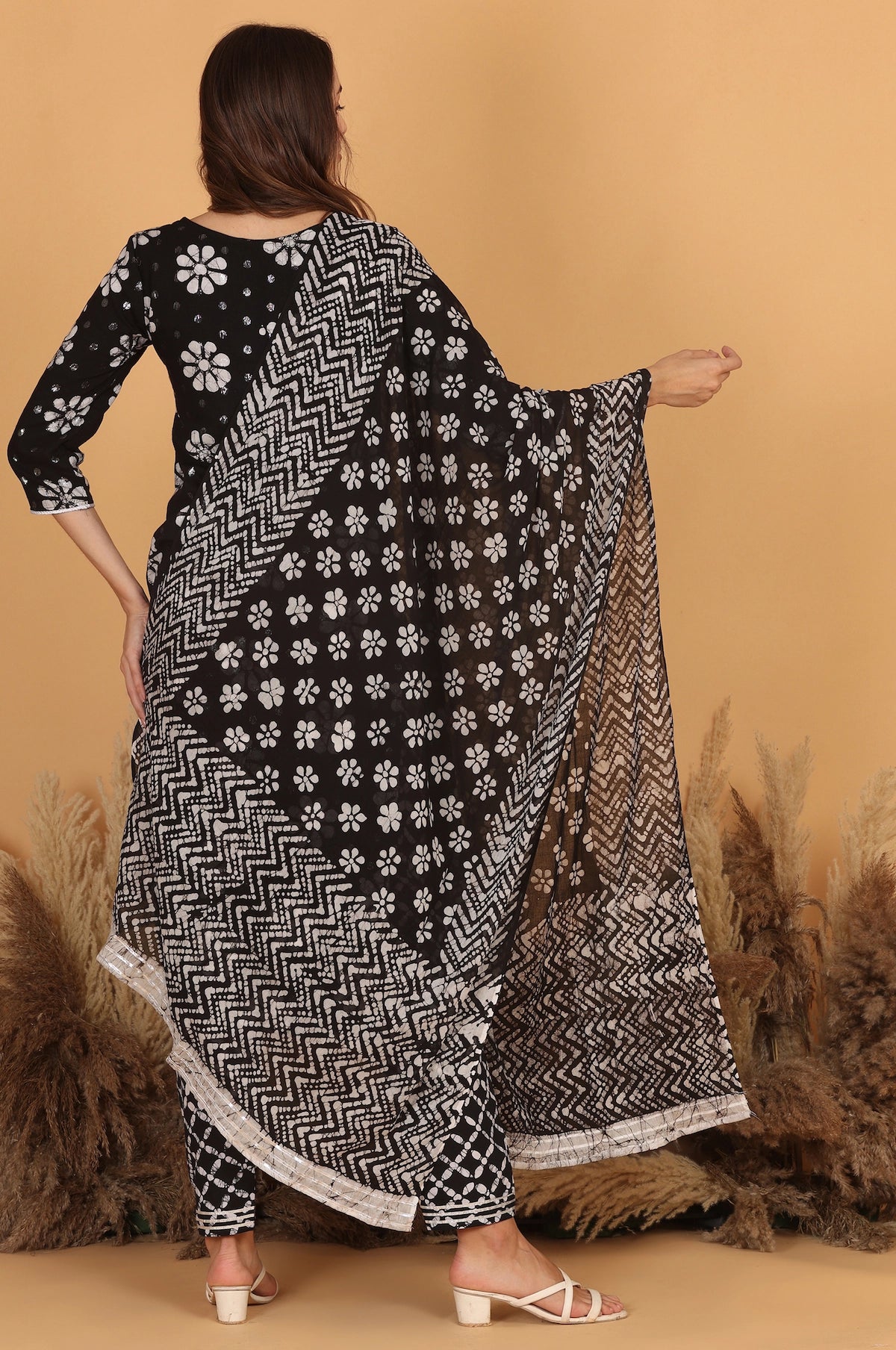 Batik Silver Moon Suit Set – detail shot | handcrafted batik ethnic wear for women | Shades of You