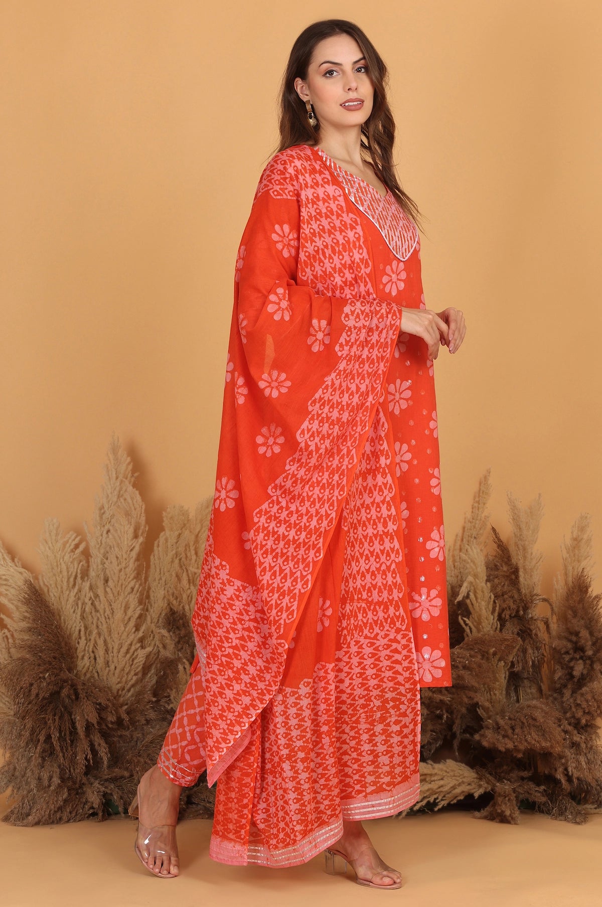 Batik Sunrise Suit Set – back view | handcrafted batik ethnic wear for women | Shades of You