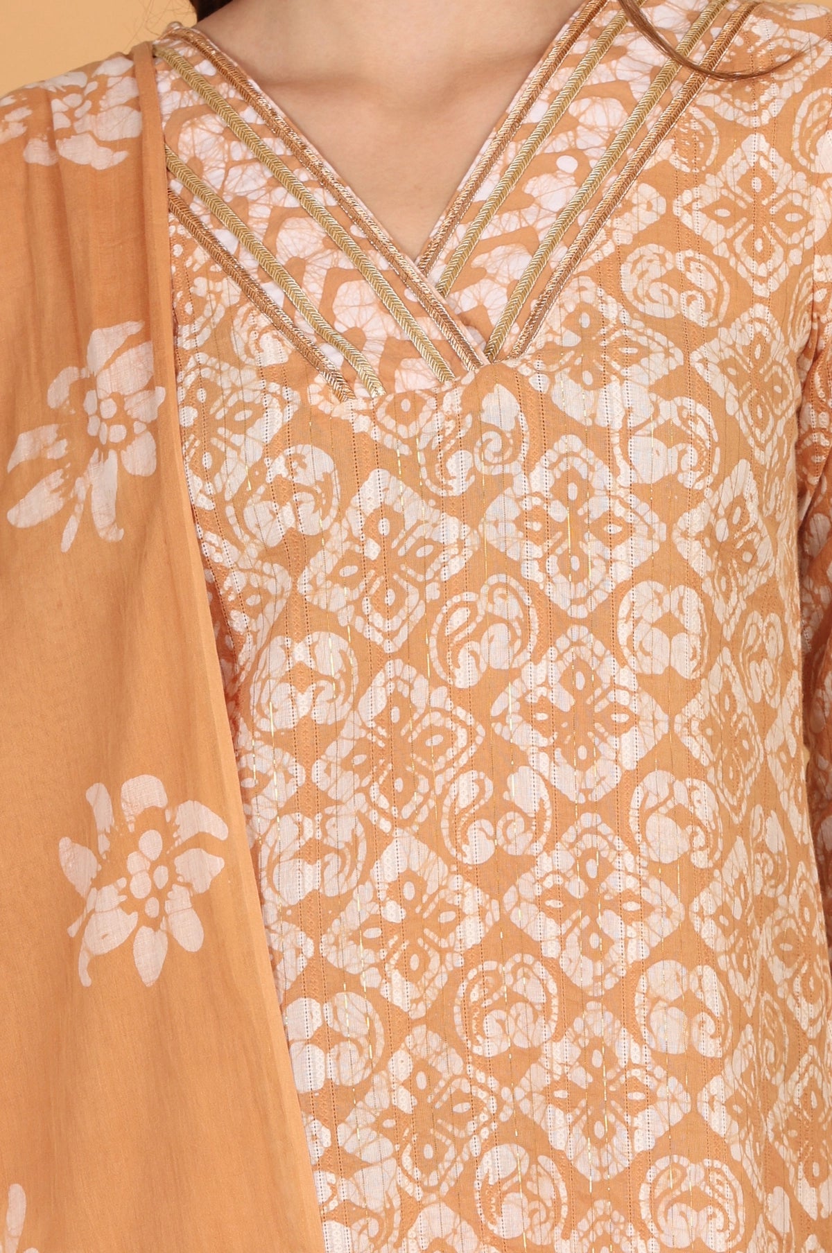 Batik Gota Lurex Suit Set - Sand