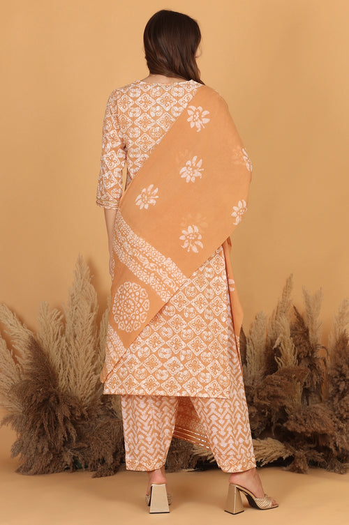 Batik Gota Lurex Suit Set - Sand