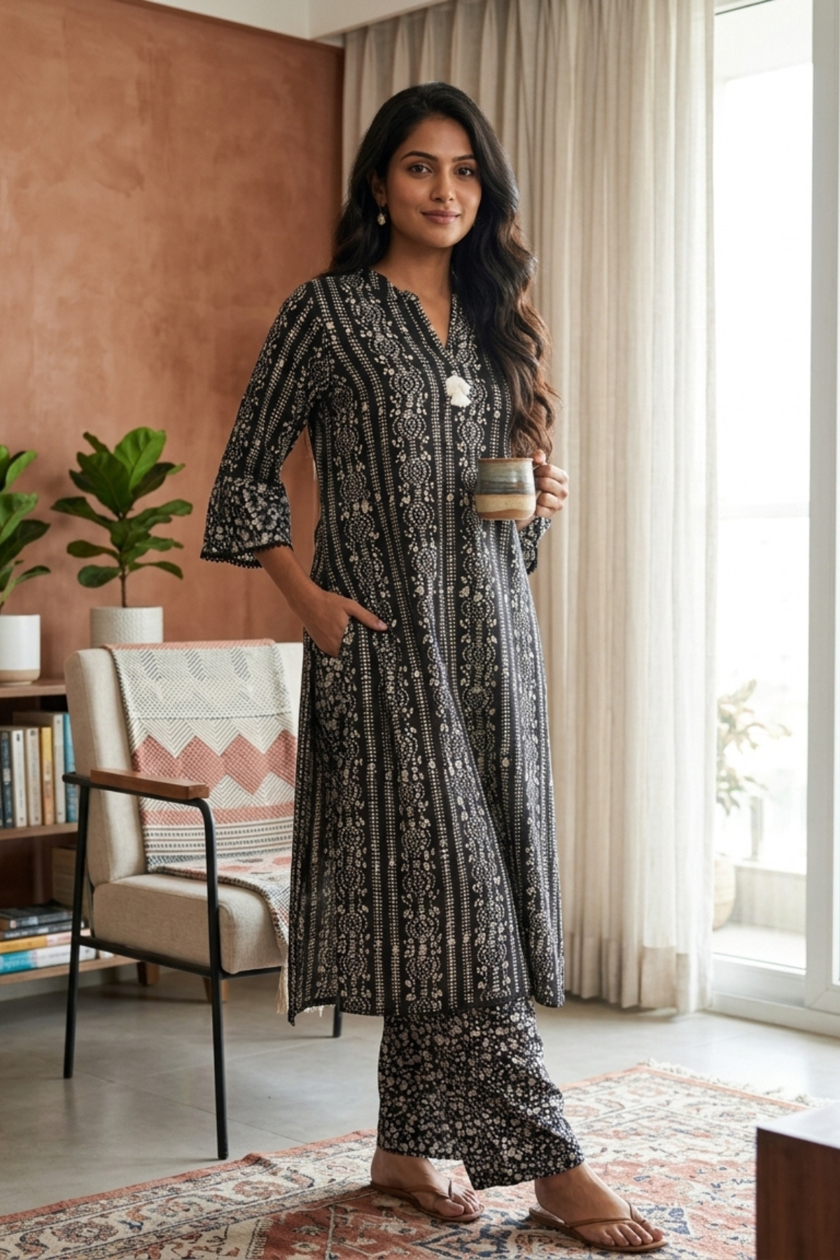 Batik Crazy In Love Suit Set - Black