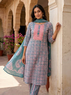 Pink Fern Batik Suit Set