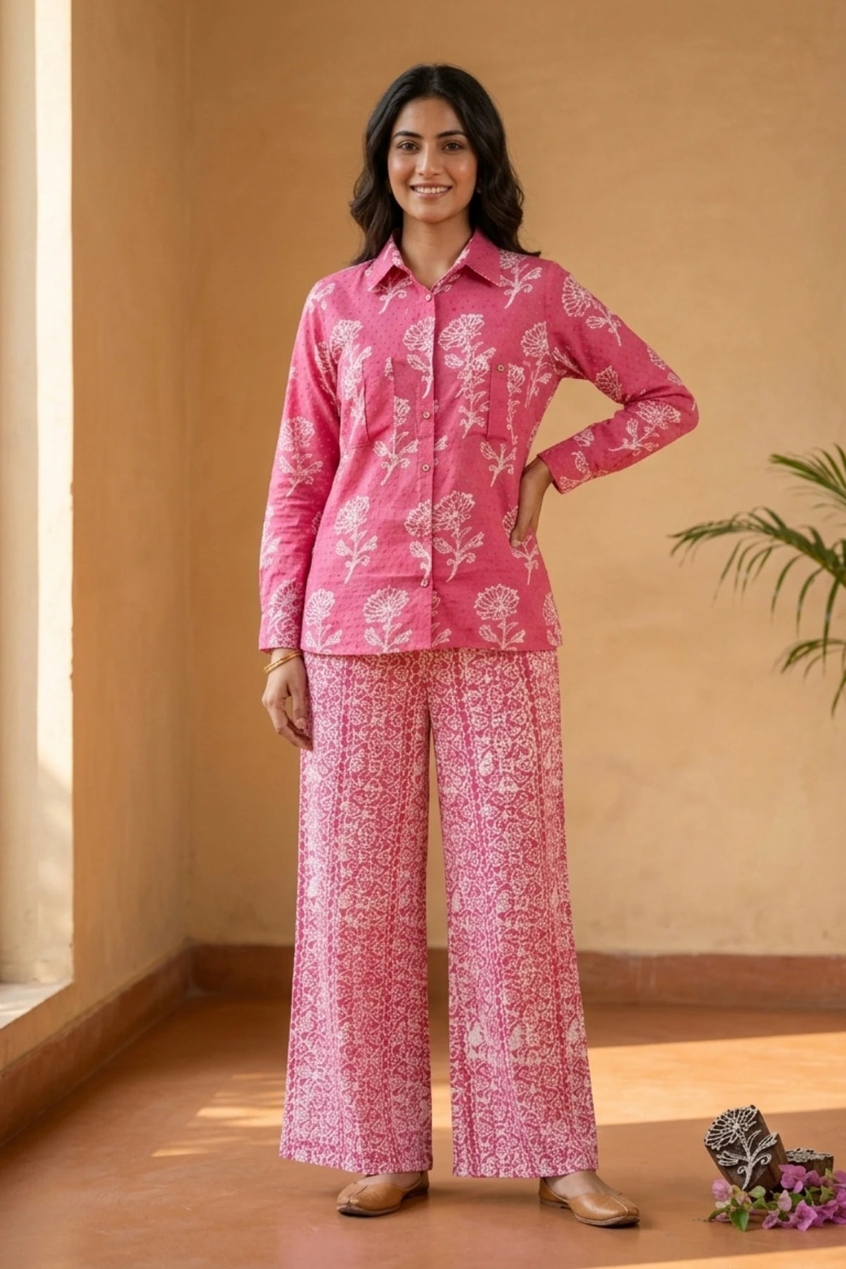 Peach Play Batik Shirt Co-ord