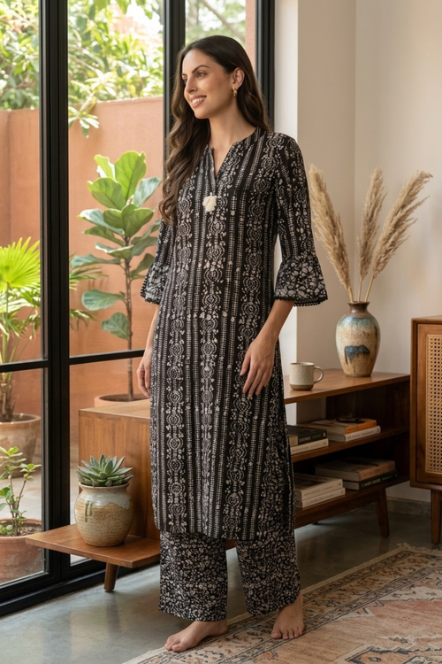 Batik Crazy In Love Suit Set - Black