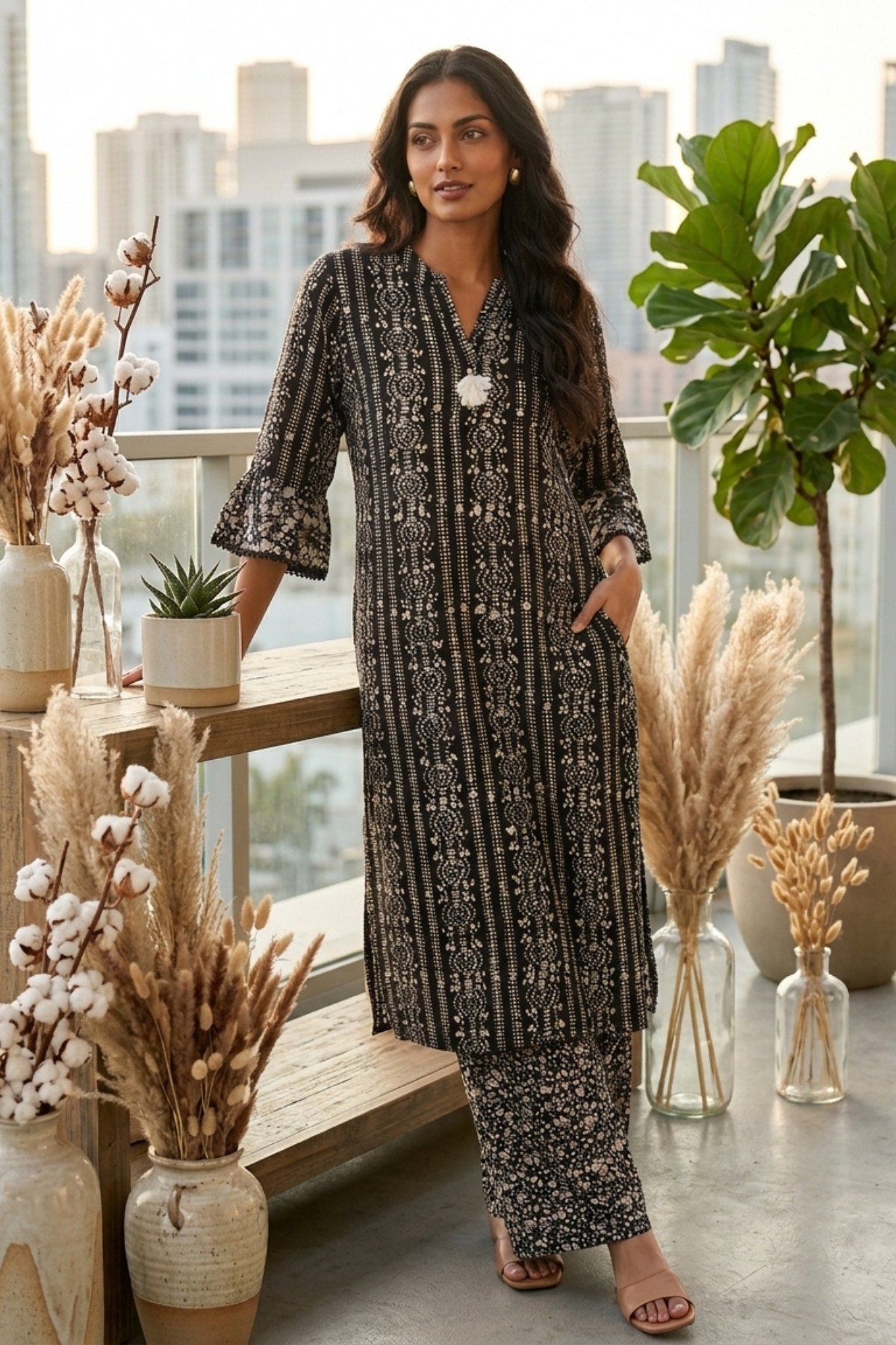 Batik Crazy In Love Suit Set - Black