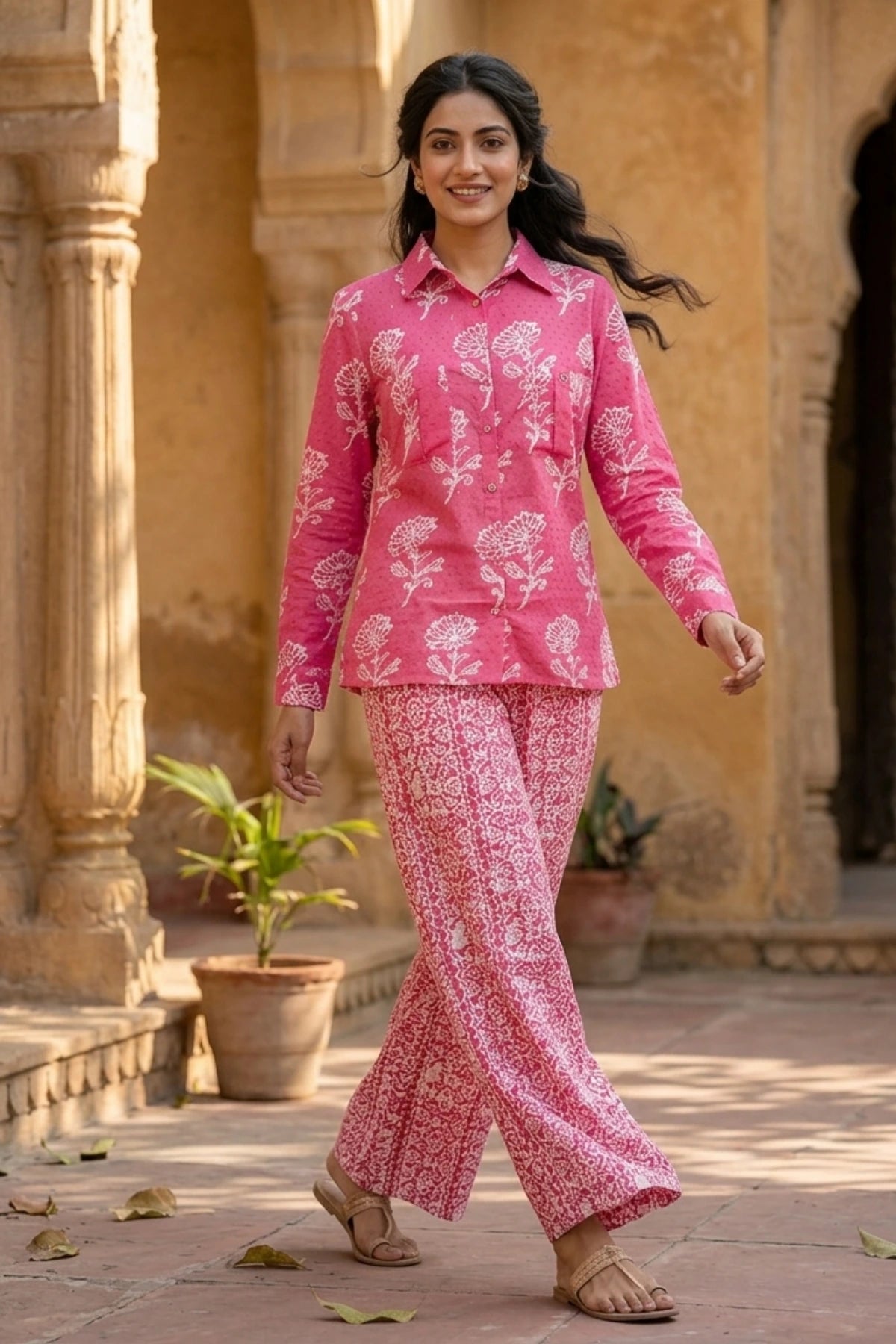 Peach Play Batik Shirt Co-ord