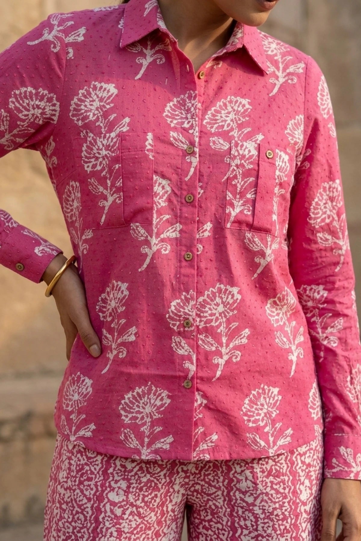Peach Play Batik Shirt Co-ord