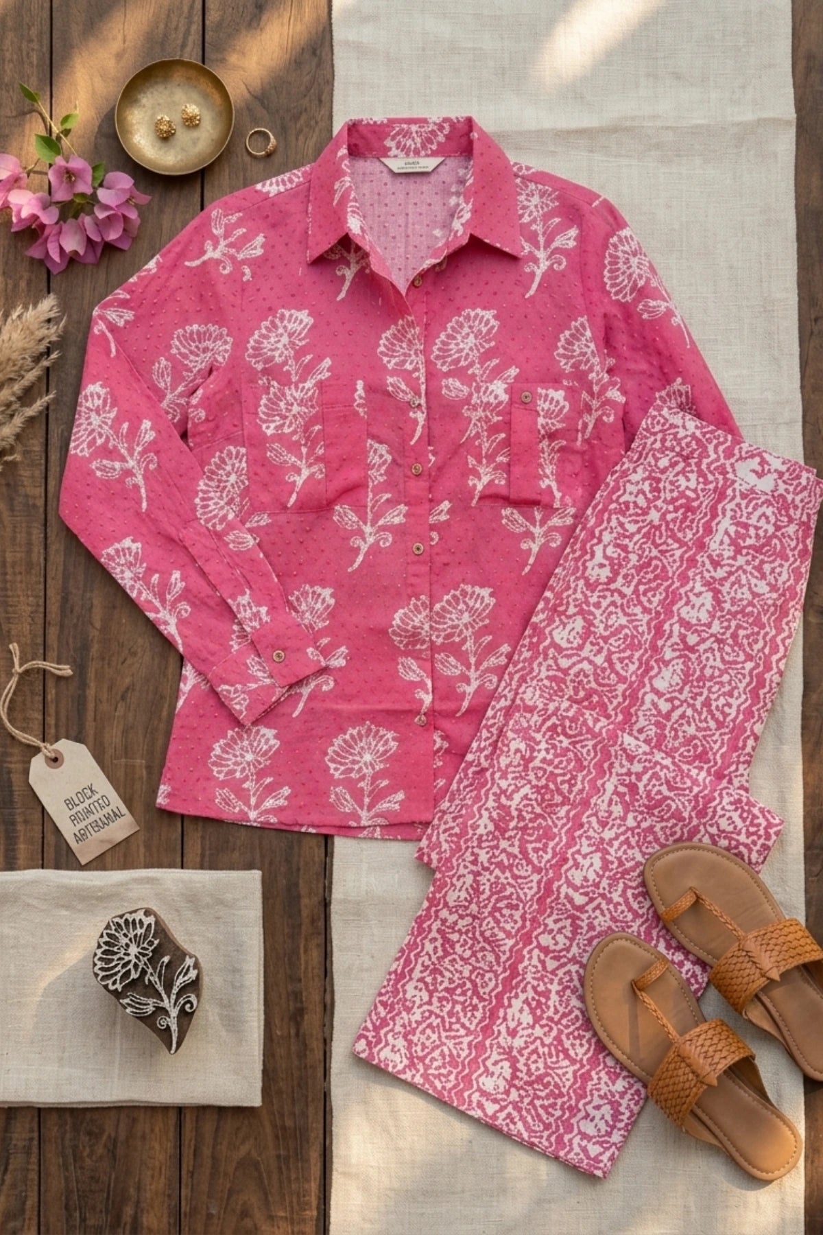 Peach Play Batik Shirt Co-ord