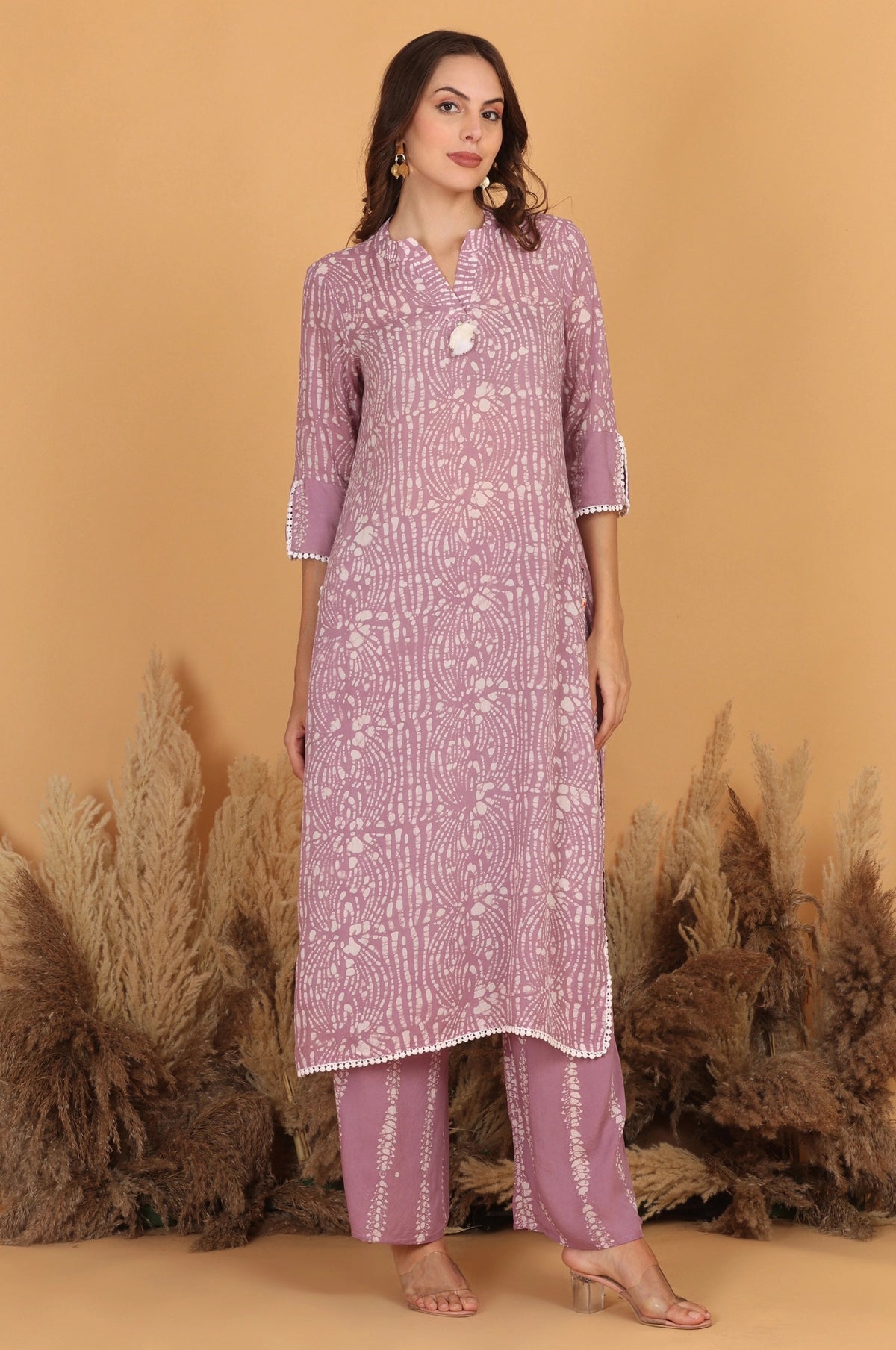 Batik Crazy In Love Suit Set - Lavender