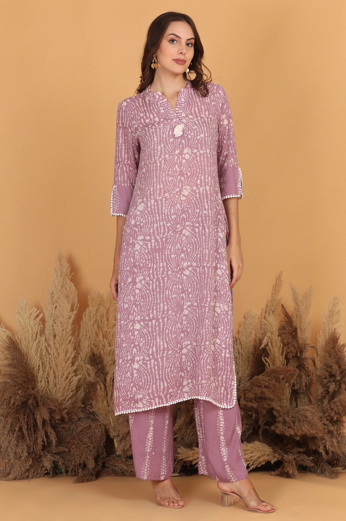 Batik Crazy In Love Suit Set - Lavender