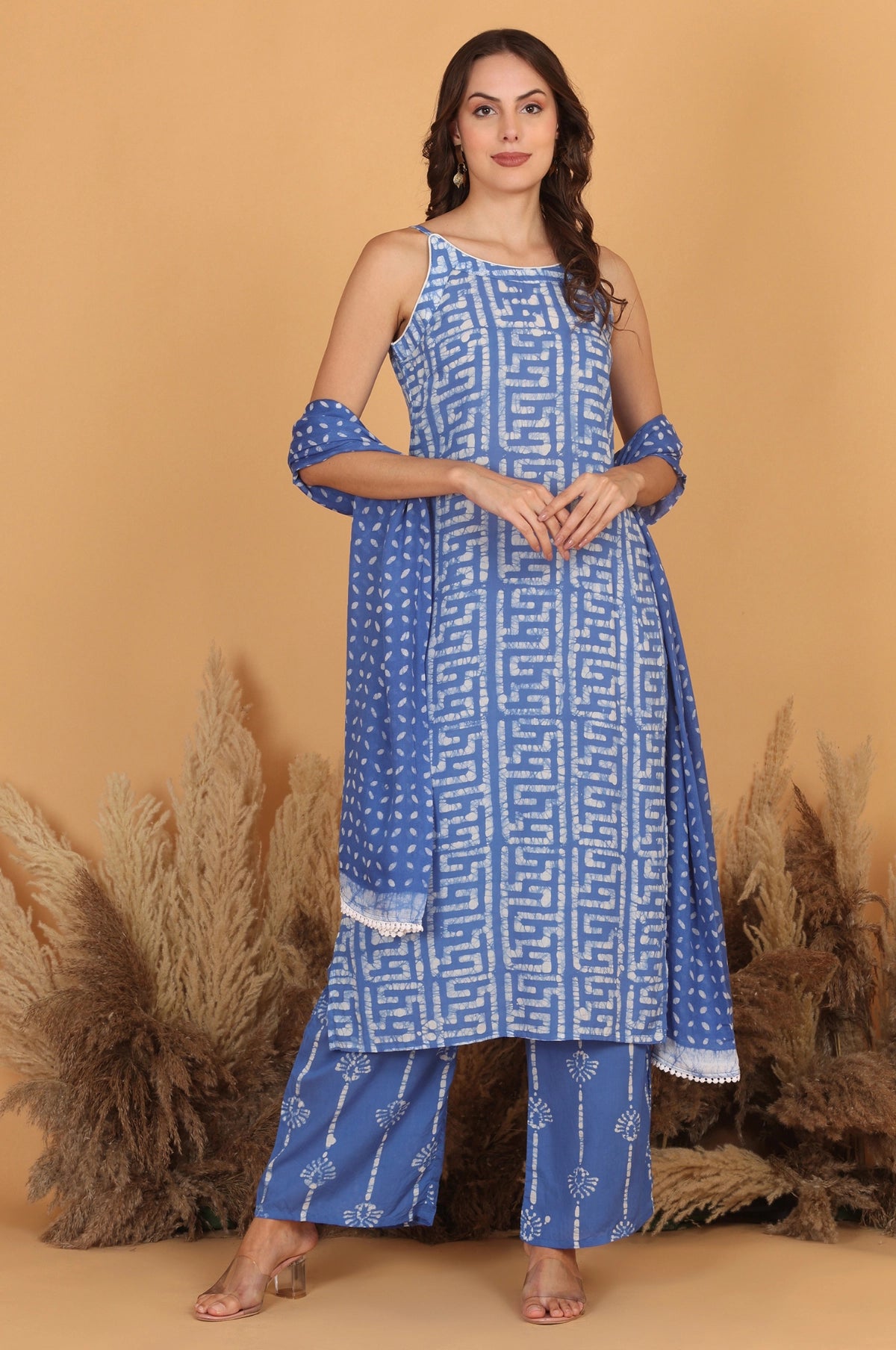 Batik Noodle Strap Sky Suit Set