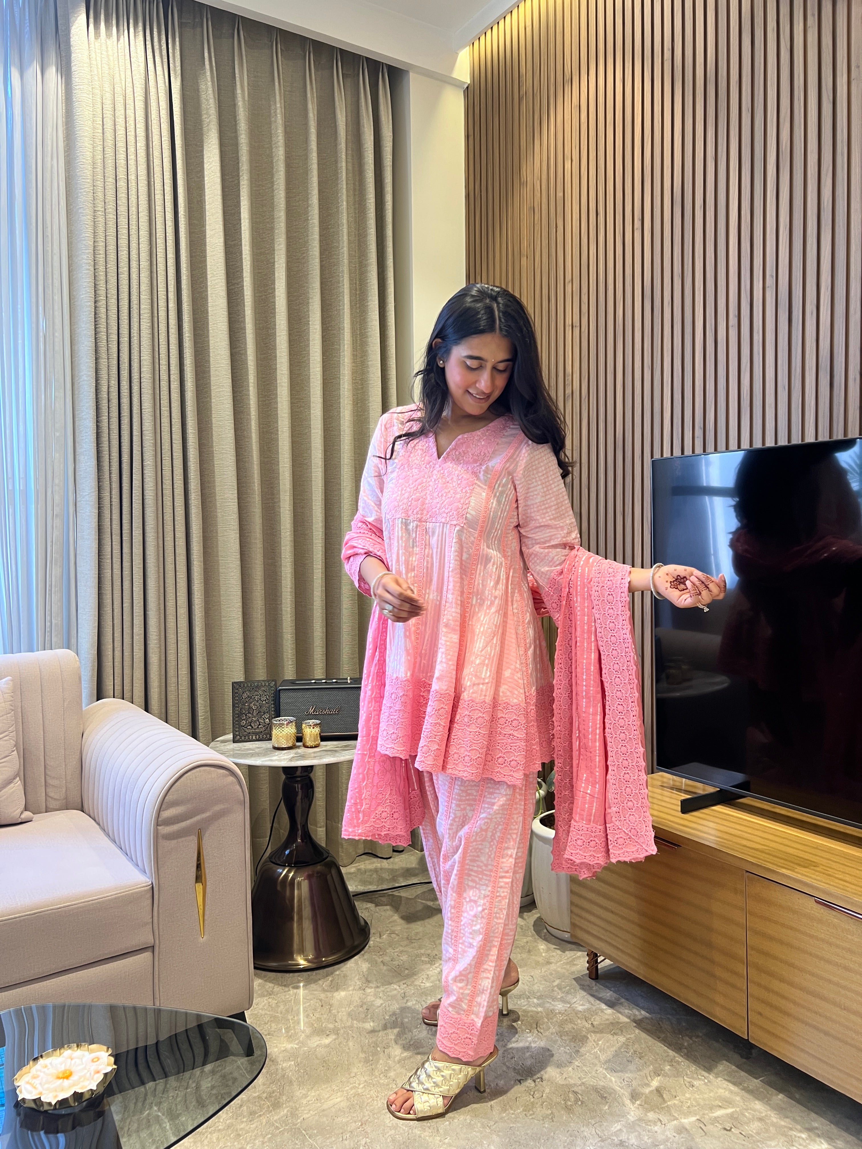 Saanvi Pink Batik Dhoti Set