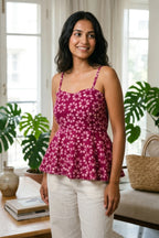 Berry Bloom Batik Peplum Top