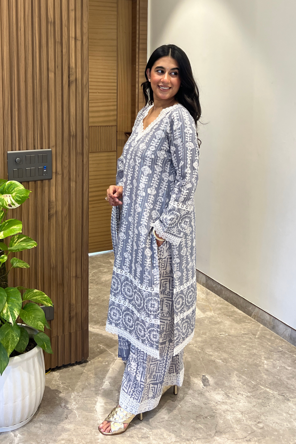 Silver Ash Batik Suit Set