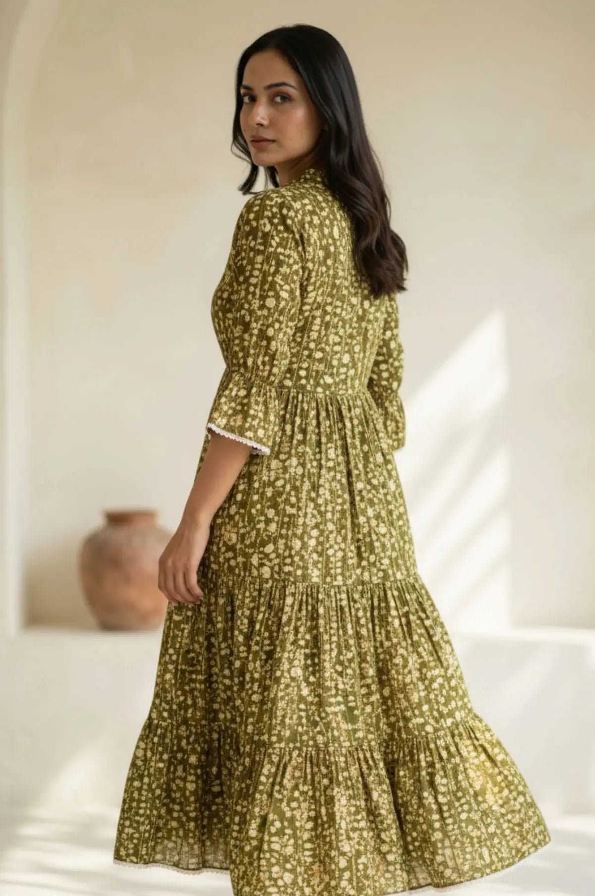 Mehendi Glow Lurex Midi Dress
