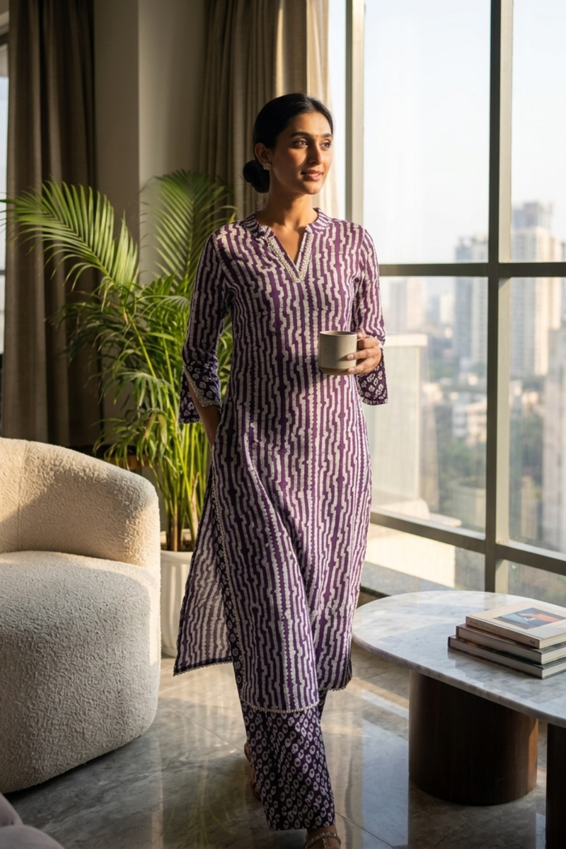 Batik Crazy In Love Suit Set - Wine