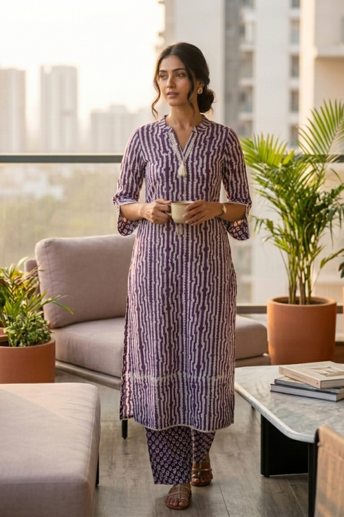 Batik Crazy In Love Suit Set - Wine