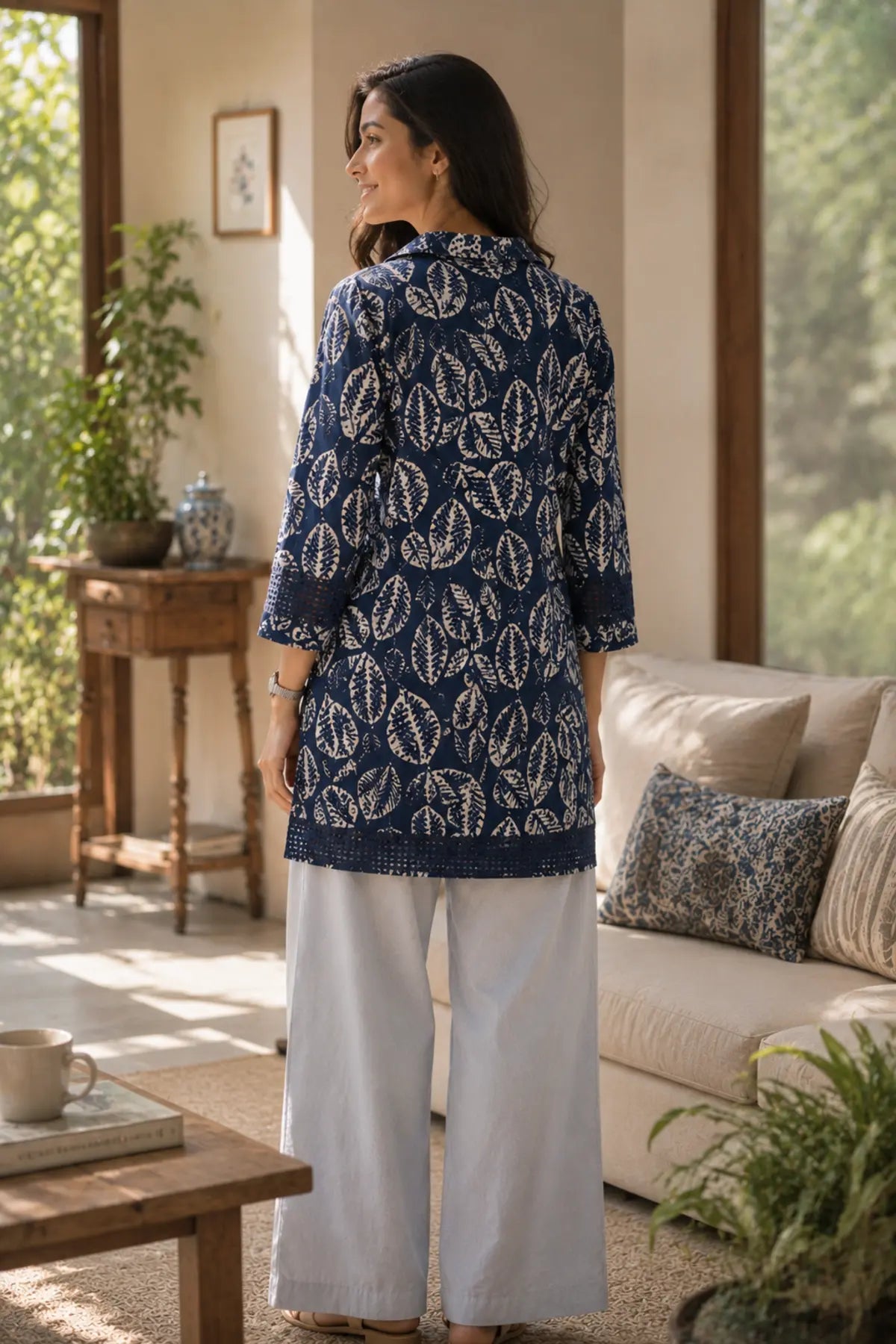 Navy Tide Cotton Tunic