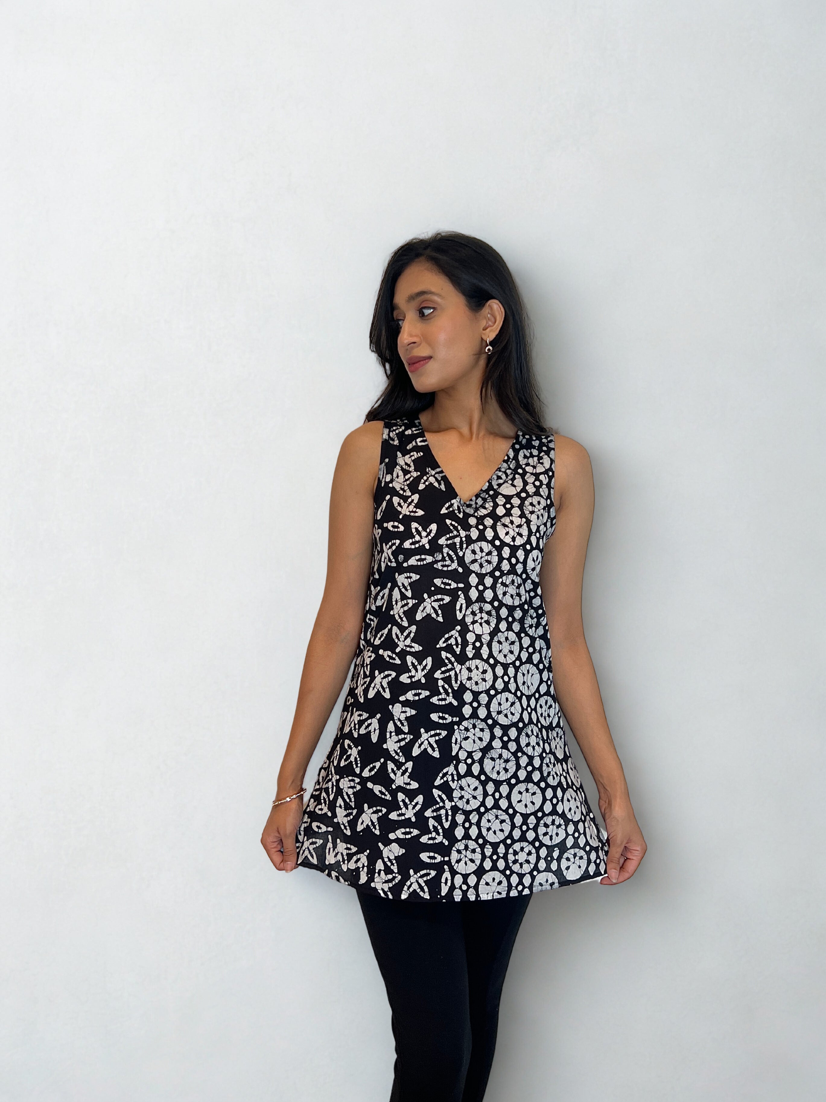 Batik Handprinted Top in Black