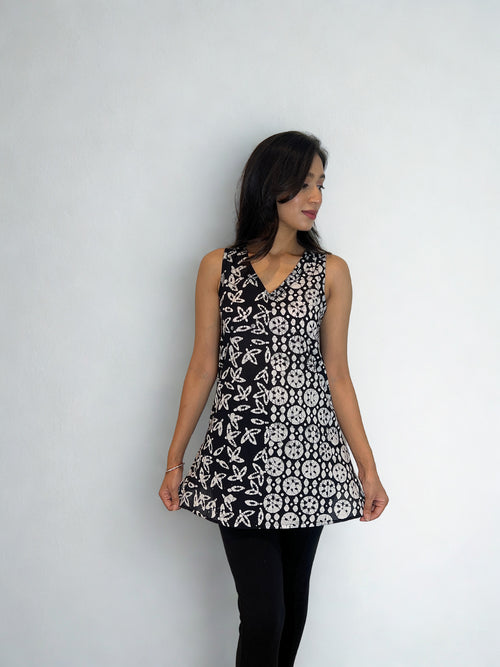 Batik Handprinted Top in Black