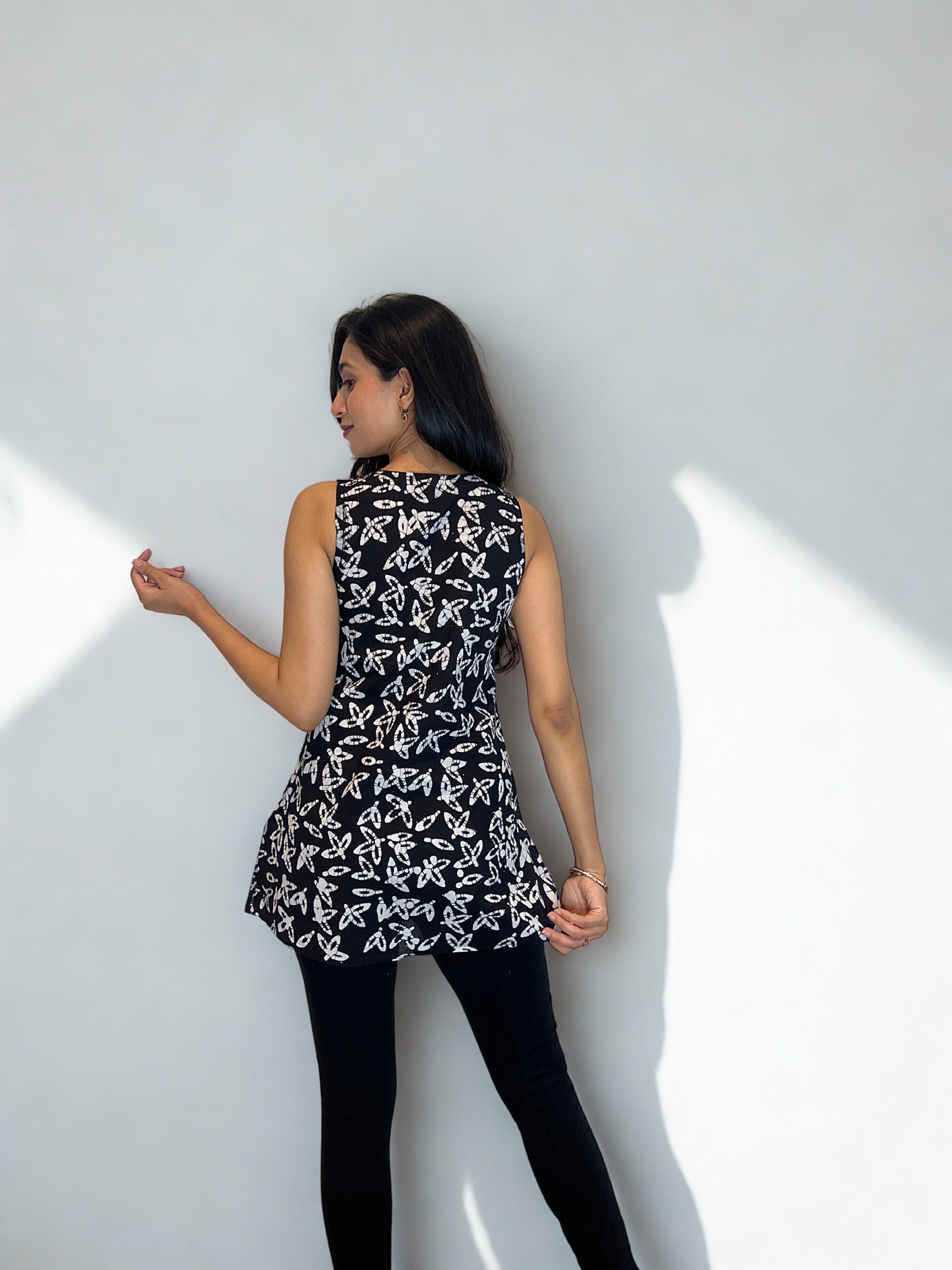 Batik Handprinted Top in Black