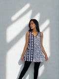 Batik Handprinted Top in Navy