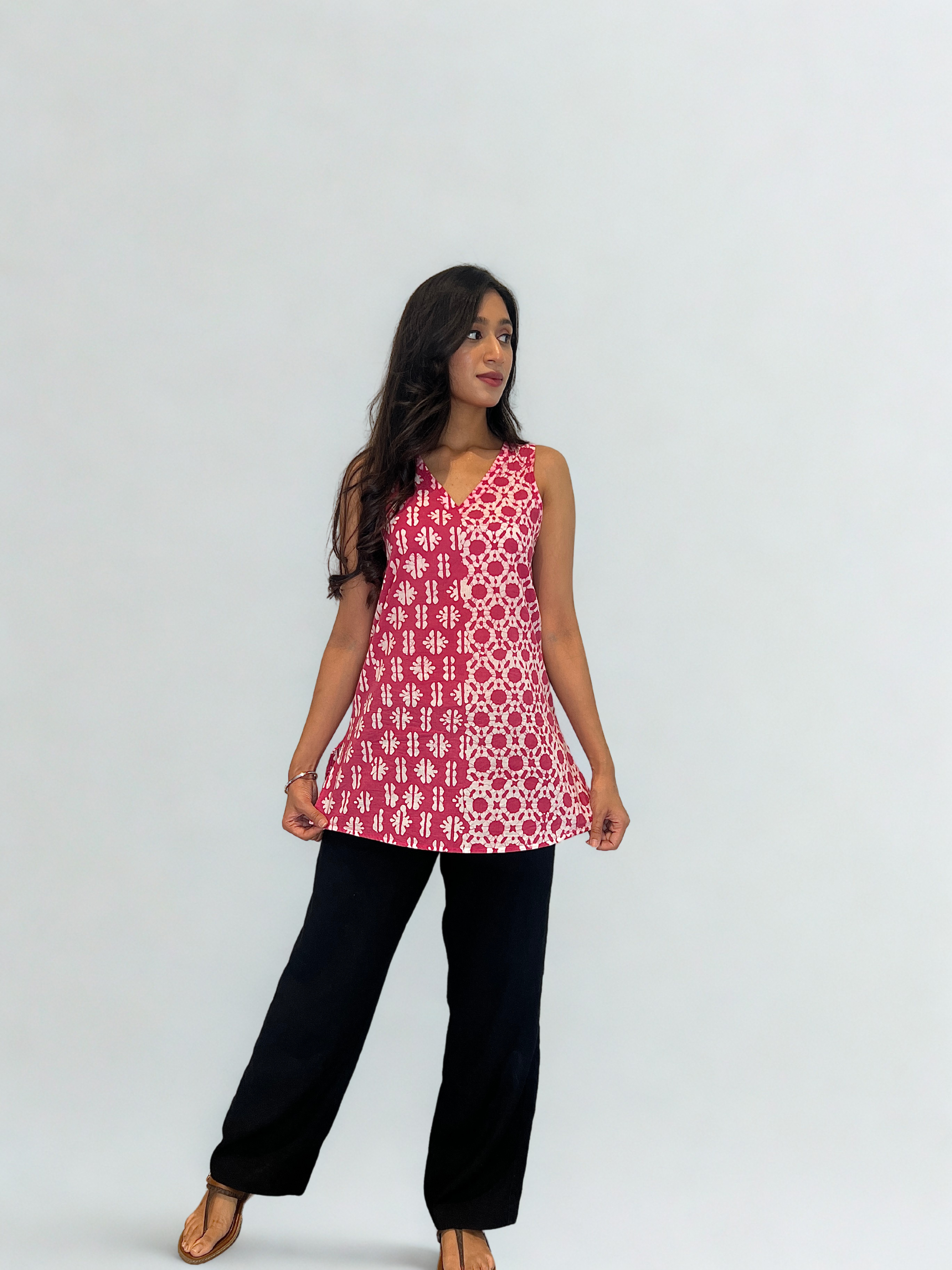 Batik Handprinted Top in Pink