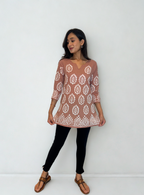 Batik Handprinted Tunic in Beige