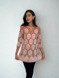 Batik Handprinted Tunic in Beige