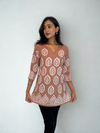 Batik Handprinted Tunic in Beige