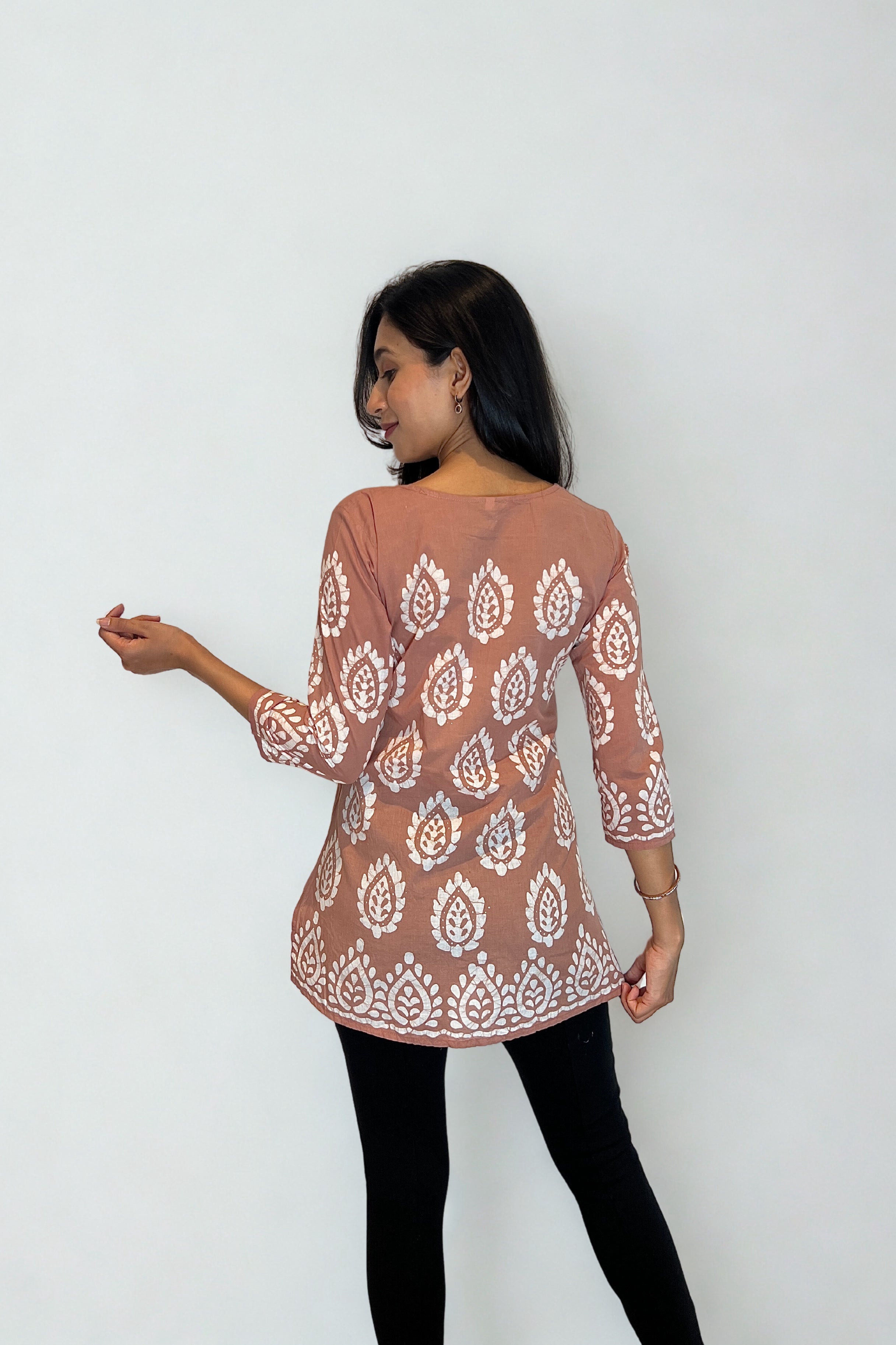 Batik Handprinted Tunic in Beige