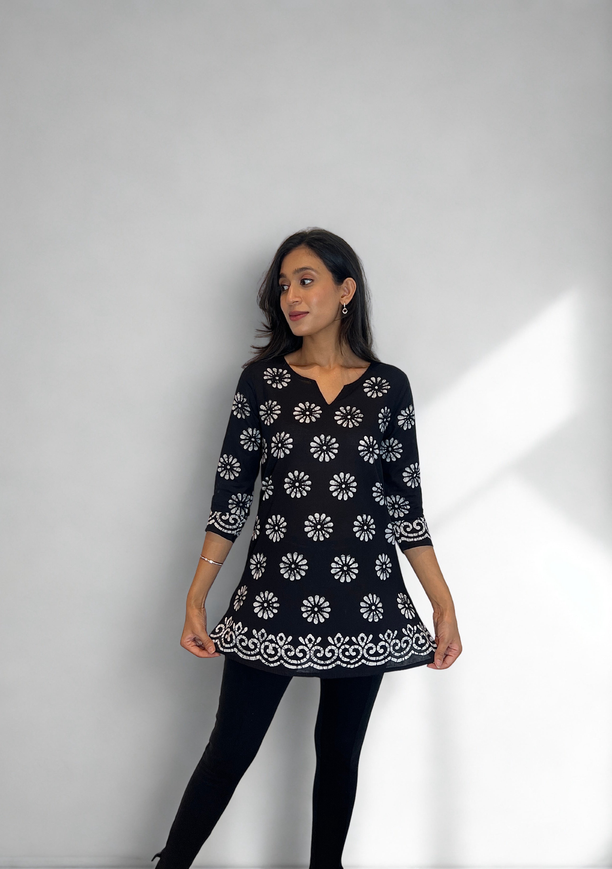 Batik Handprinted Tunic in Black