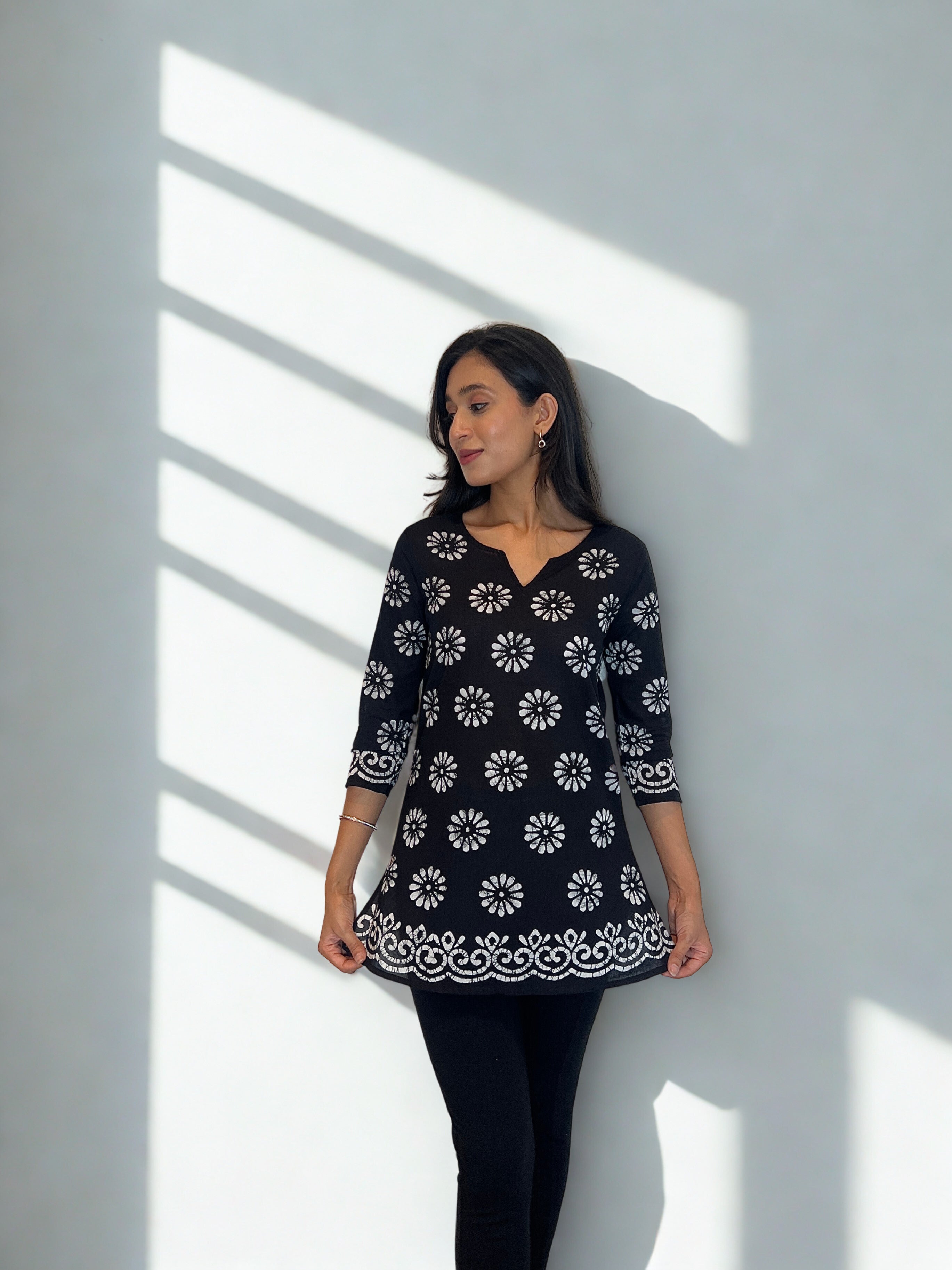 Batik Handprinted Tunic in Black