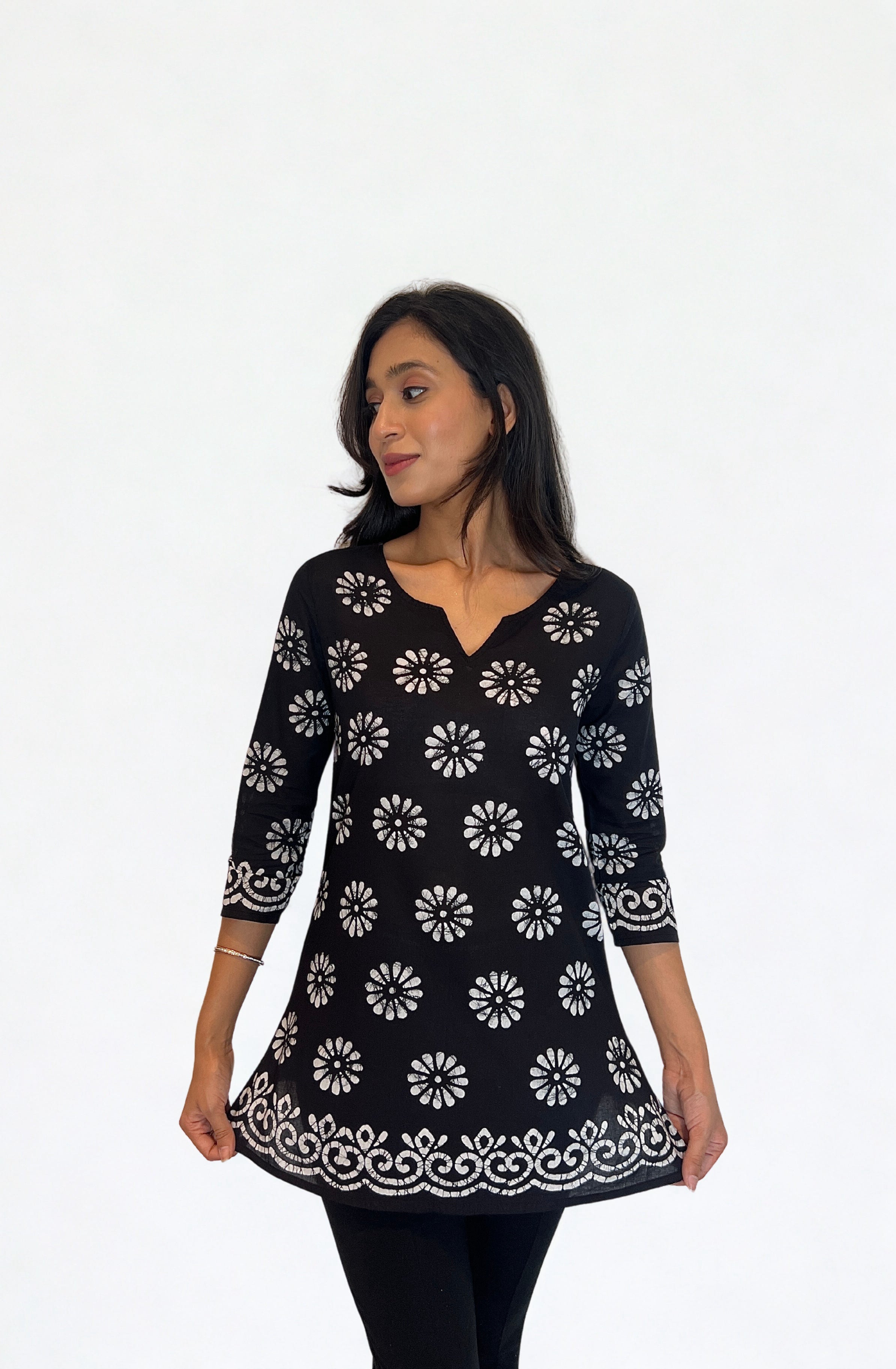 Batik Handprinted Tunic in Black