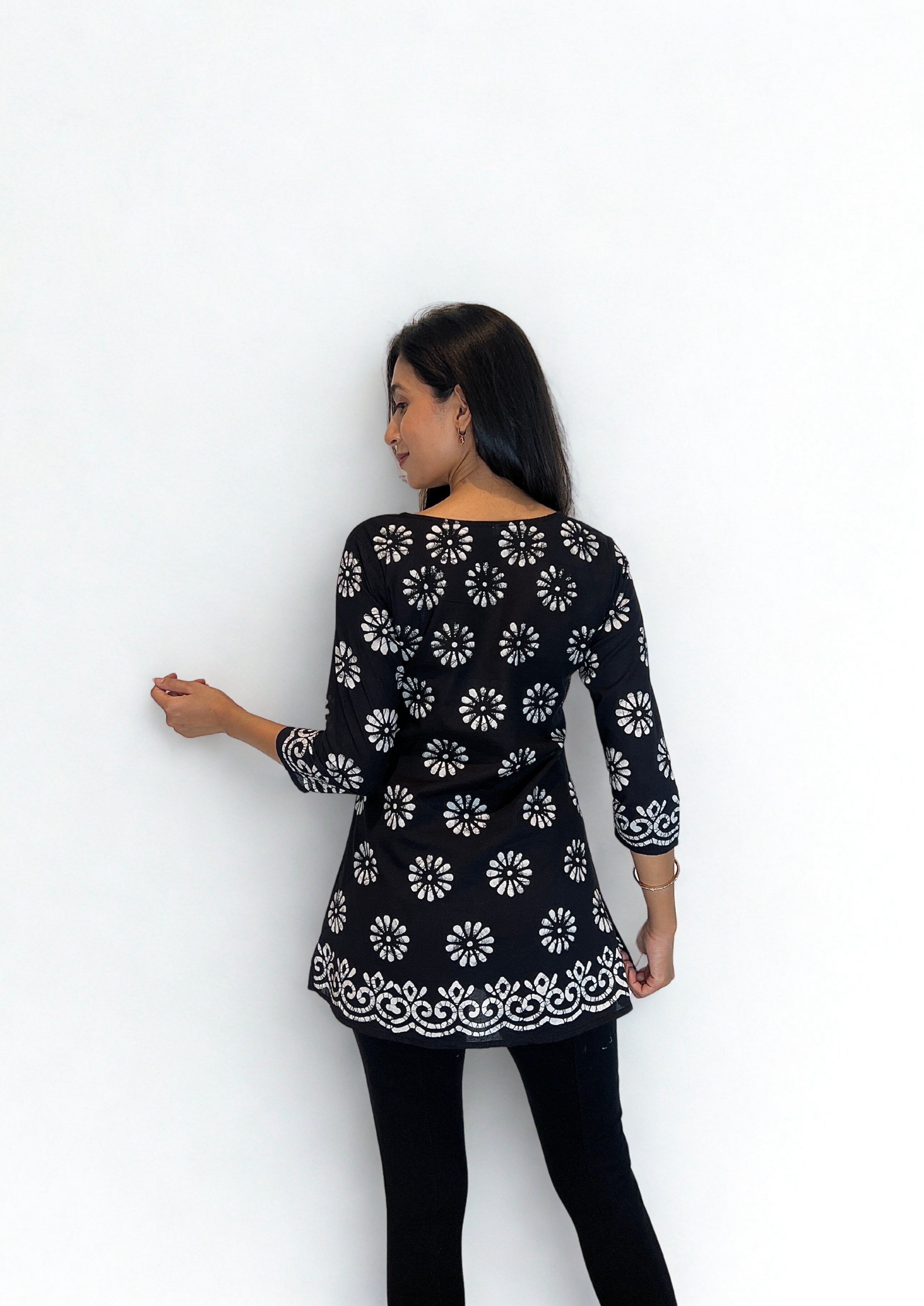 Batik Handprinted Tunic in Black