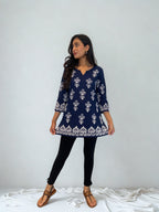 Batik Handprinted Tunic in Navy