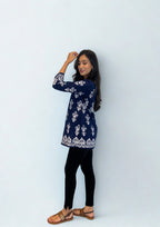 Batik Handprinted Tunic in Navy