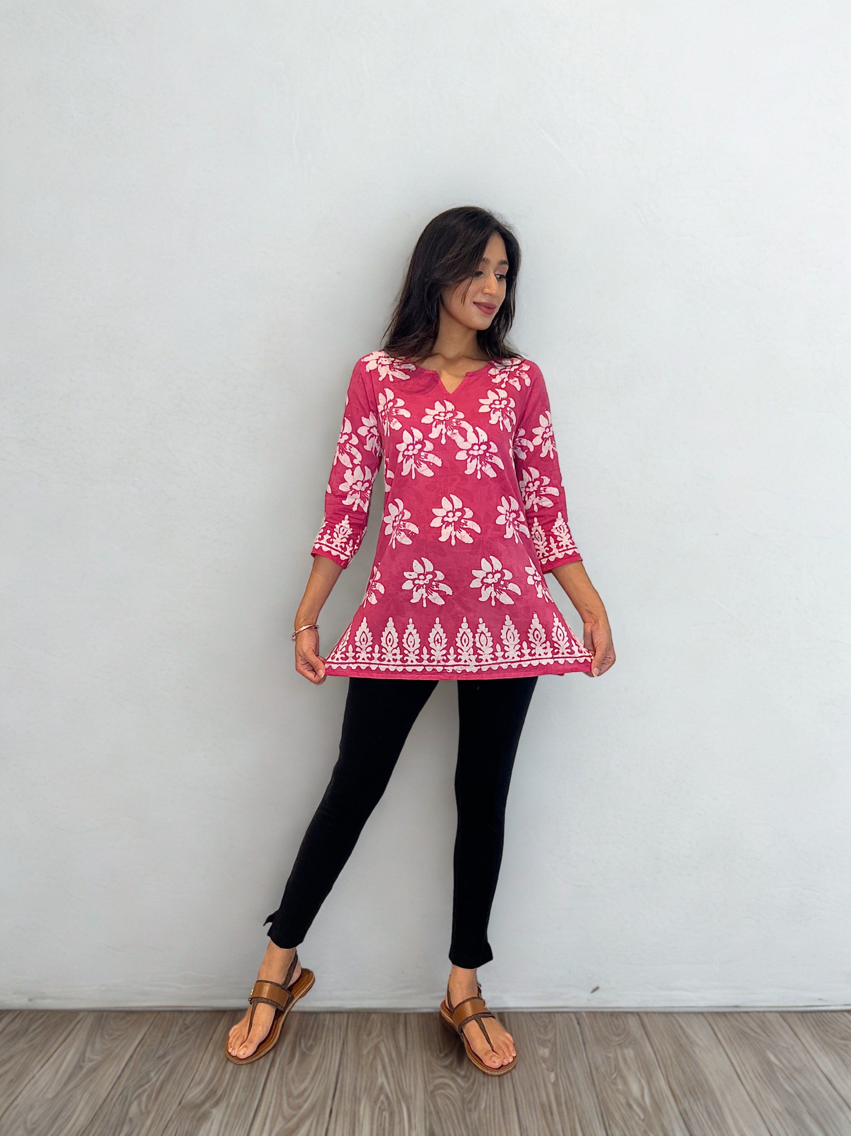 Batik Handprinted Tunic in Pink