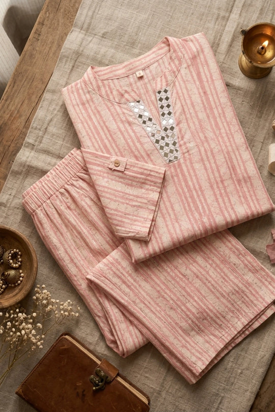 Batik Silver Stripe Co-Ord Set, detail
