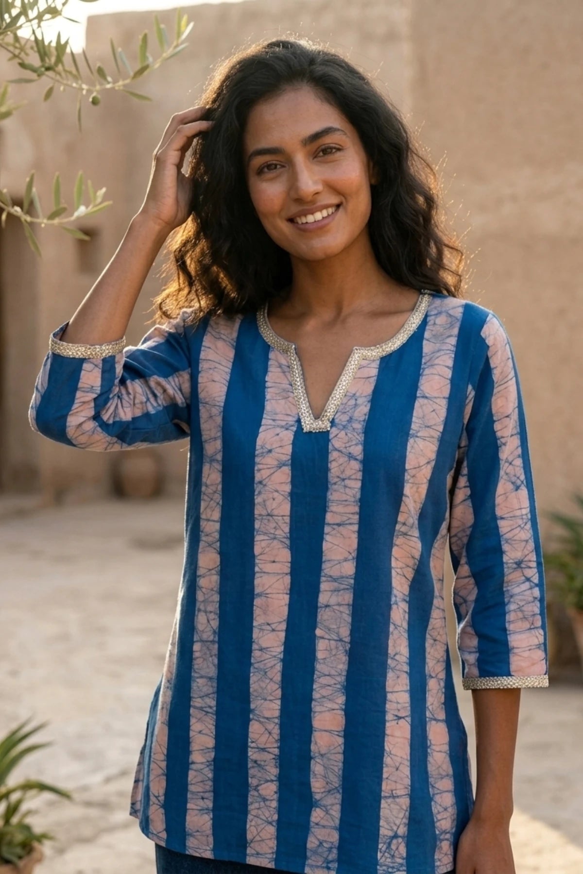 Cotton Satin Batik Handprinted Tunic