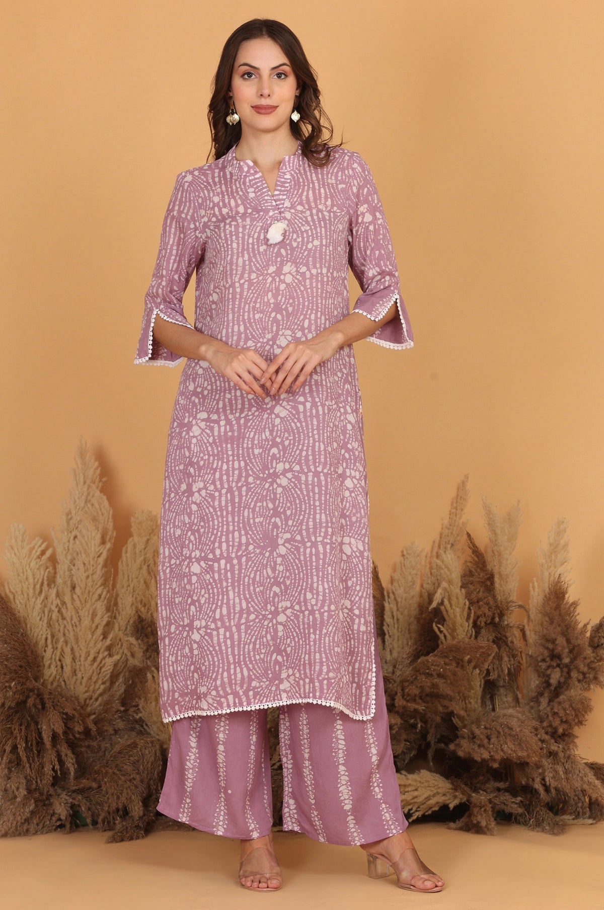 Batik Crazy In Love Suit Set - Lavender